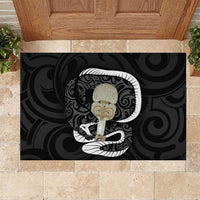 Black New Zealand Eel Rubber Doormat Aotearoa Maori Tuna With Kotiate Weapon