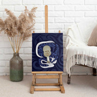 Blue New Zealand Eel Canvas Wall Art Aotearoa Maori Tuna With Kotiate Weapon