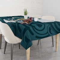 Turquoise New Zealand Eel Tablecloth Aotearoa Maori Tuna With Kotiate Weapon