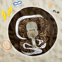 Gold New Zealand Eel Beach Blanket Aotearoa Maori Tuna With Kotiate Weapon