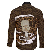 Gold New Zealand Eel Family Matching Puletasi and Hawaiian Shirt Aotearoa Maori Tuna With Kotiate Weapon