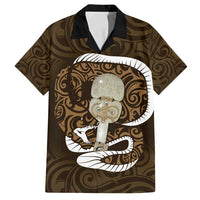 Gold New Zealand Eel Family Matching Summer Maxi Dress and Hawaiian Shirt Aotearoa Maori Tuna With Kotiate Weapon