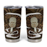 Gold New Zealand Eel Tumbler Cup Aotearoa Maori Tuna With Kotiate Weapon