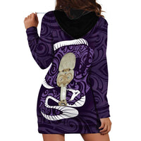Purple New Zealand Eel Hoodie Dress Aotearoa Maori Tuna With Kotiate Weapon