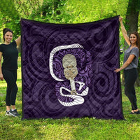 Purple New Zealand Eel Quilt Aotearoa Maori Tuna With Kotiate Weapon LT14 - Polynesian Pride