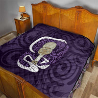 Purple New Zealand Eel Quilt Aotearoa Maori Tuna With Kotiate Weapon LT14 - Polynesian Pride