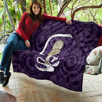 Purple New Zealand Eel Quilt Aotearoa Maori Tuna With Kotiate Weapon LT14 - Polynesian Pride