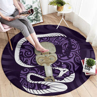 Purple New Zealand Eel Round Carpet Aotearoa Maori Tuna With Kotiate Weapon LT14 - Polynesian Pride