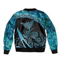 New Zealand Stingray Bomber Jacket Aotearoa Whai With Maori Paua Shell