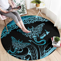New Zealand Stingray Round Carpet Aotearoa Whai With Maori Paua Shell LT14 - Polynesian Pride