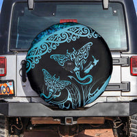 New Zealand Stingray Spare Tire Cover Aotearoa Whai With Maori Paua Shell LT14 Turquoise - Polynesian Pride