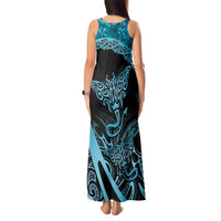 New Zealand Stingray Tank Maxi Dress Aotearoa Whai With Maori Paua Shell