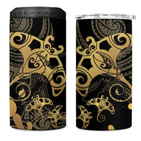 Black And Gold Aotearoa Whai Can Cooler Tumbler NZ Stingrays Maori Curves Style