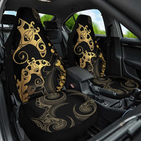 Black And Gold Aotearoa Whai Car Seat Cover NZ Stingrays Maori Curves Style LT14 One Size Gold - Polynesian Pride