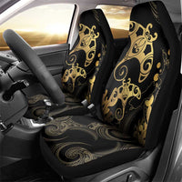 Black And Gold Aotearoa Whai Car Seat Cover NZ Stingrays Maori Curves Style LT14 - Polynesian Pride