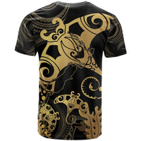 Black And Gold Aotearoa Whai T Shirt NZ Stingrays Maori Curves Style LT14 - Polynesian Pride