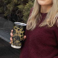 Black And Gold Aotearoa Whai Tumbler Cup NZ Stingrays Maori Curves Style LT14 - Polynesian Pride