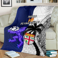 Fiji And Scotland Rugby Blanket Fijian Tapa Pattern With Thistle LT14 - Polynesian Pride