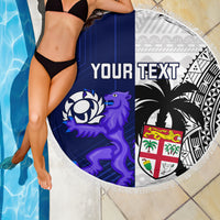 Custom Fiji And Scotland Rugby Beach Blanket Fijian Tapa Pattern With Thistle LT14 - Wonder Print Shop