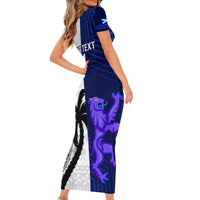 Custom Fiji And Scotland Rugby Family Matching Short Sleeve Bodycon Dress and Hawaiian Shirt Fijian Tapa Pattern With Thistle LT14 - Polynesian Pride