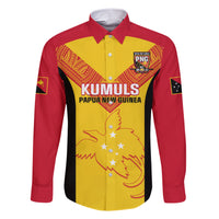Custom Papua New Guinea Rubgby Family Matching Short Sleeve Bodycon Dress and Hawaiian Shirt Pacific 2023 Go PNG Kumuls LT14 Dad's Shirt - Long Sleeve Yellow - Polynesian Pride