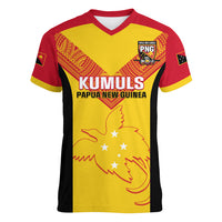 Custom Papua New Guinea Rubgby Women V Neck T Shirt Pacific 2023 Go PNG Kumuls LT14 Female Yellow - Polynesian Pride