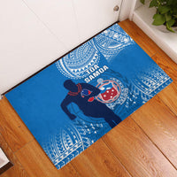 Samoa Rugby Rubber Doormat Pacific 2023 Go Toa Samoa LT14 Blue - Polynesian Pride