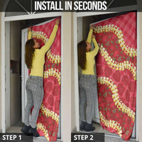 Red Palaka Hawaii Mele Kalikimaka Door Cover Ohia Lehua Monstera Puakenikeni Lei - Polynesian Pride