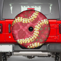 Red Palaka Hawaii Mele Kalikimaka Spare Tire Cover Ohia Lehua Monstera Puakenikeni Lei - Polynesian Pride