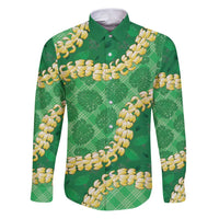 Green Palaka Hawaii Mele Kalikimaka Family Matching Puletasi and Hawaiian Shirt Ohia Lehua Monstera Puakenikeni Lei - Polynesian Pride