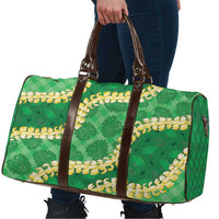 Green Palaka Hawaii Mele Kalikimaka Travel Bag Ohia Lehua Monstera Puakenikeni Lei - Polynesian Pride