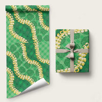 Green Palaka Hawaii Mele Kalikimaka Wrapping Paper Ohia Lehua Monstera Puakenikeni Lei - Polynesian Pride