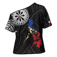 Philippines Strong Cross Shoulder Shirt Filipino Map Polynesian Tattoo - Polynesian Pride
