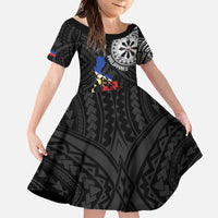 Philippines Strong Family Matching Off The Shoulder Long Sleeve Dress and Hawaiian Shirt Filipino Map Polynesian Tattoo - Polynesian Pride