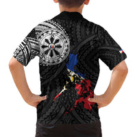 Philippines Strong Family Matching Off Shoulder Maxi Dress and Hawaiian Shirt Filipino Map Polynesian Tattoo - Polynesian Pride