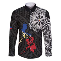 Philippines Strong Family Matching Off Shoulder Maxi Dress and Hawaiian Shirt Filipino Map Polynesian Tattoo - Polynesian Pride