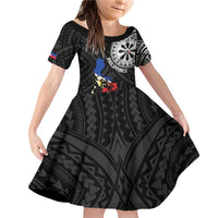 Philippines Strong Family Matching Off Shoulder Short Dress and Hawaiian Shirt Filipino Map Polynesian Tattoo - Polynesian Pride