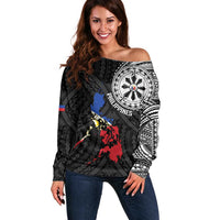 Philippines Strong Off Shoulder Sweater Filipino Map Polynesian Tattoo - Polynesian Pride