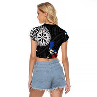 Philippines Strong Raglan Cropped T Shirt Filipino Map Polynesian Tattoo - Polynesian Pride