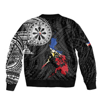 Philippines Strong Sleeve Zip Bomber Jacket Filipino Map Polynesian Tattoo - Polynesian Pride