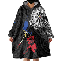 Philippines Strong Wearable Blanket Hoodie Filipino Map Polynesian Tattoo - Polynesian Pride