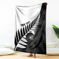 New Zealand Lawn Bowls Custom Blanket Aotearoa Silver Fern - Polynesian Pride