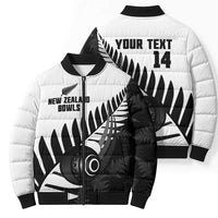 New Zealand Lawn Bowls Custom Bomber Puffer Jacket Aotearoa Silver Fern - Polynesian Pride