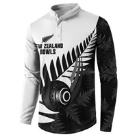New Zealand Lawn Bowls Custom Button Sweatshirt Aotearoa Silver Fern - Polynesian Pride