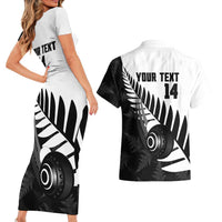 New Zealand Lawn Bowls Custom Couples Matching Short Sleeve Bodycon Dress and Hawaiian Shirt Aotearoa Silver Fern LT14 - Polynesian Pride