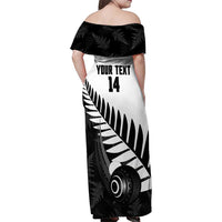 New Zealand Lawn Bowls Custom Family Matching Off Shoulder Maxi Dress and Hawaiian Shirt Aotearoa Silver Fern - Polynesian Pride