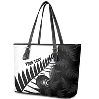 New Zealand Lawn Bowls Custom Leather Tote Bag Aotearoa Silver Fern - Polynesian Pride