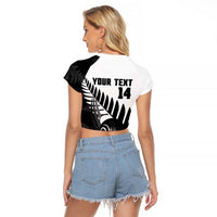 New Zealand Lawn Bowls Custom Raglan Cropped T Shirt Aotearoa Silver Fern LT14 - Polynesian Pride