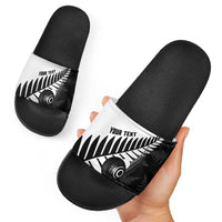 New Zealand Lawn Bowls Custom Slide Sandals Aotearoa Silver Fern - Polynesian Pride