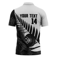 New Zealand Lawn Bowls Custom Zipper Polo Shirt Aotearoa Silver Fern LT14 - Polynesian Pride